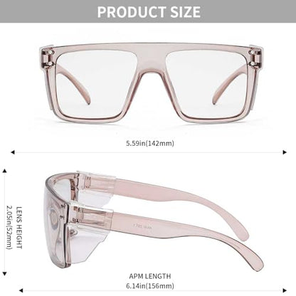 ANSI Z87 Safety Glasses, Photochromic UV400 Blue Light Blocking, Impact Resistant Work Glasses for Construction - color: Clear Champagne