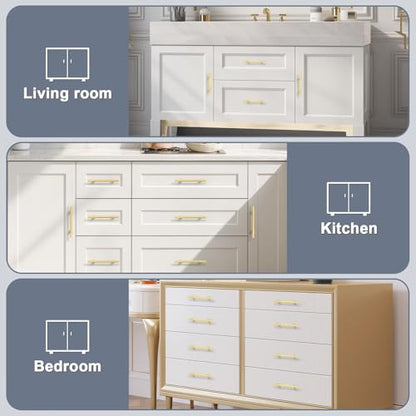 5Pack Hole Centers 5inch(128mm) Brushed Brass Cabinet Handles T Shaped Kitchen Cabinet Pulls Hardware Pull Handle for Cabinets Dressers 7.5inch Total Length - color: Brushed Brass, size: Hole Centers: 5inch