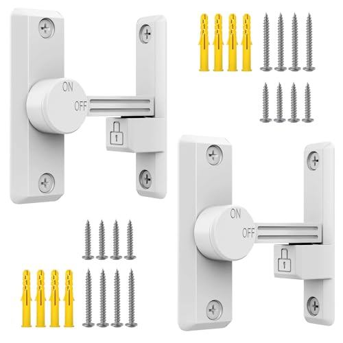 Barn Door Latch, 90/180 Degree Latch, Protect Privacy - Zinc Sliding Latches, Door Security Hardware for Bathrooms, Garages, Bedrooms, Fences, Cabinets (White-2) - color: White-2