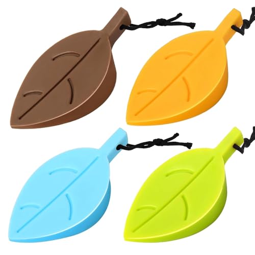 4Pcs Door Stopper Wedge Finger Protector,Silicone Door Stops, Cute Colorful Cartoon Leaf Style Secure Flexible Decorative Finger Protector, for Home and Office(Green, Yellow, Blue, Brown) - size: 4 Piece Leaf