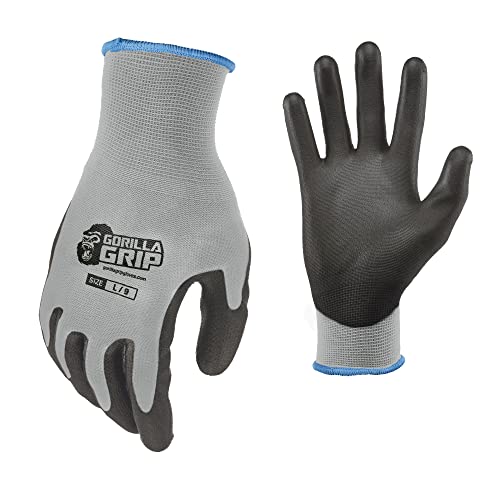 Gorilla Grip Work Gloves, Never Slip Maximum Grip All-Purpose, Gloves for Men, Superior Grip, Polymer Palm - size: X-Large, style: 5 Pairs
