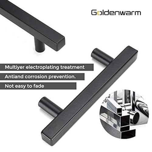 Goldenwarm 25 Pack Black Cabinet Handles 3"(76mm) Matte Black Cabinet Pulls T Bar Drawer Pulls for Kitchen Cupboard & Drawer Hardware - color: Black, size: 3 Inch Hole Center