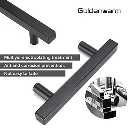 Goldenwarm 25 Pack Black Cabinet Handles 3"(76mm) Matte Black Cabinet Pulls T Bar Drawer Pulls for Kitchen Cupboard & Drawer Hardware - color: Black, size: 3 Inch Hole Center