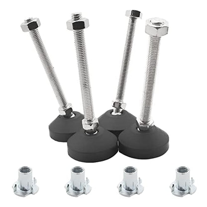 Luomorgo 4 Pcs M8 Leveling Feet with T-Nut, Anti Skid Threaded Rubber Feet, Adjustable Swivel Levelers for Furniture Feet, Heavy Duty Appliance Feet for Mechanical Equipment (D50 x M8 x H80) - size: D50 X M8 X H80