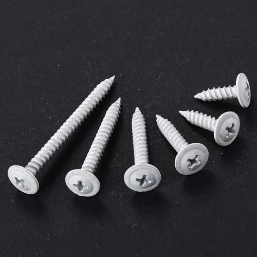 Wensilon(95 pcs)#8 White Truss Head Wood Screws Quick Metal Self Tapping Zinc Oxide with Drywall Plastic Anchors Assortment Kit - size: White Phillips Truss Head Wood Screws