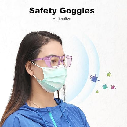 Stylish Safety Glasses Goggles for Women Girls Anti-fog Glasses Protective Eyewear Clear Glasses - color: Purple