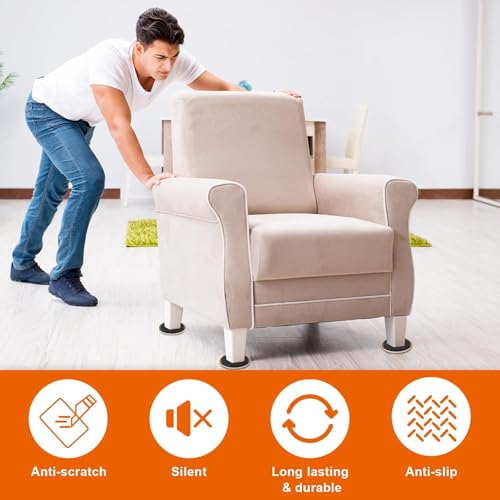 Generic 4PCS Furniture Sliders, 3 1/2" Reusable Sliders for Hardwood & Carpet, Heavy Duty, Beige