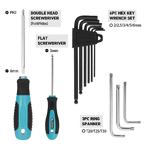 DURATECH 40 Pieces Bike Repair Kit, Complete Bicycle Tool Kit with Storage Case, Bike Tools for Mountain & Road Bikes – Chain, Tire, Brake, and Pedal Maintenance Set, Great Gift for Men, Women - size: 40 PC
