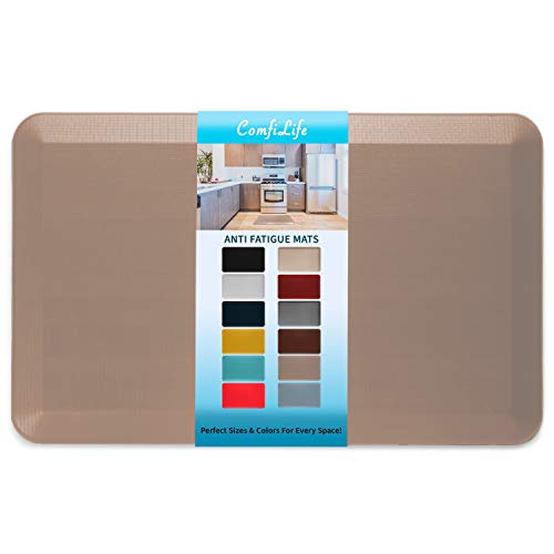 ComfiLife Anti Fatigue Floor Mat – 3/4 Inch Thick Kitchen Mats for Floor, Standing Desk Mat, Kitchen Rug – Comfort at Home, Office – Durable – Stain Resistant – Non-Slip Bottom (20" x 32", Beige) - color: Beige, size: 20" x 32"