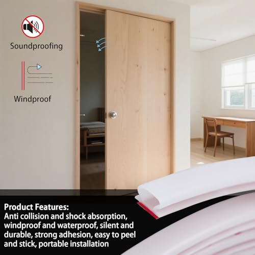 QDiShi White Rubber D-Shape Weather Stripping Door Seal Strip 0.39x0.23 Inch, Self-Adhesive Soundproofing Gap Draft Stopper for Door Frame, Window, Noise Reduction(20FT) - color: White