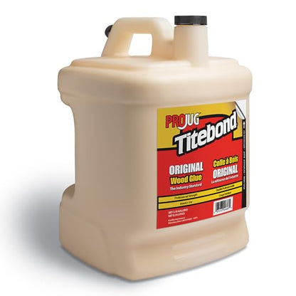 Titebond Original Wood Glue ProJug 2.15 Gal. – Professional-Grade Adhesive for Woodworking, Hardboard, Particleboard, Leather & Cloth, Great Sandability, Easy Water Cleanup – 50609 - size: 2.15 Gal.