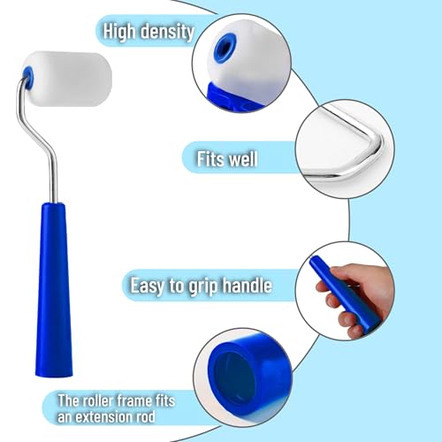 Bates- 2 Inch Foam Paint Roller Kit, 10 pcs, Small Paint Roller Kit, 1x Plastic Paint Tray, 2X Clear Disposable Tray Liners, 1x Roller Frame & 6X Mini Foam Covers - color: Blue