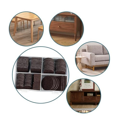 Furnigear 2x2inch Round Felt Furniture Pads, 18Pcs Self-Adhesive Floor Protectors for Chair Legs, Hardwood Floors - Cuttable, Anti-Scratch, Brown - size: 2*2inch