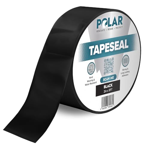 Polar TapeSeal Black - 2" x 5 ft | Rubberised Waterproof Tape for Leaks & Cracks on Roofs, PVC Pipes, Downpipes, Plumbing & Gutters | All-Purpose Indoor & Outdoor Sealant Tape for Lasting Protection - color: Black, size: 2" x 5 ft