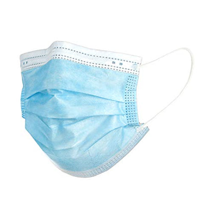 StringKing Disposable Face Masks for Protection - 3-Ply Mask - Premium Filter, Adjustable Metal Nose Piece and Elastic Band Ear Loops - Latex-Free (Box of 50 - Blue)