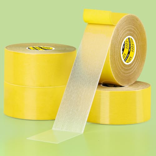 4Pack Double Sided Tape Heavy Duty, 2in x 66FT (264FT Total), Super Sticky Resistente Clear Tape, Universal High Tack Strong Wall Adhesive with Fiberglass Mesh,Easy Use Mounting Tape - size: 4 Pack, Each 2" X 66ft