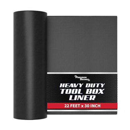 Precision Defined Professional Grade Tool Box Liner, 22 ft x 30", Black | Tool Box Drawer Liner, Shelf Liner Non Slip Mat, Thick Cabinet Shelf Liner, Toolbox Drawer Liner - size: 30"W x 264"L
