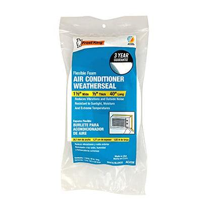 Frost King AC41WA AC Foam Weather Seal, Heavy Duty 1-1/2" W, 1/2" T, 40" L, White - size: 1-1/2" W, 1/2" T, 40" L (Pack of 1)