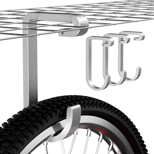 bussdis Bike Hanger Hooks Garage Rack: Bike Hooks for Garage, Heavy Duty Bike Hanging Hooks, Hooks for Hanging Bike, Overhead Rack Hooks, Silver - color: Silver