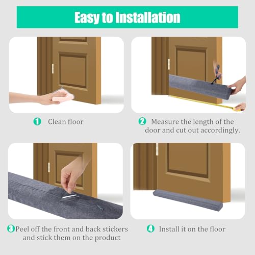 BALAPET 2 Pcs Door Draft Stopper,Sliding Door Draft Stopper Glass Door Draft Blocker, Patio Under Door Draft Stopper Winter Door Insulation Strip Provides Door Insulation and Weather Stripping