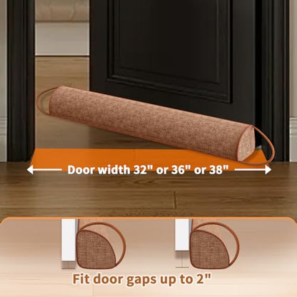 QUOLIX Triangle Under Door Draft Stopper Bottom Door Gap Filler & Seal Windproof Coating Cover Fits 30” to 36” Door Block Noise, Sound, Hot Air, Light, Bugs Easy Install Draft Blocker (32 inch-Brown) - size: 32-Brown