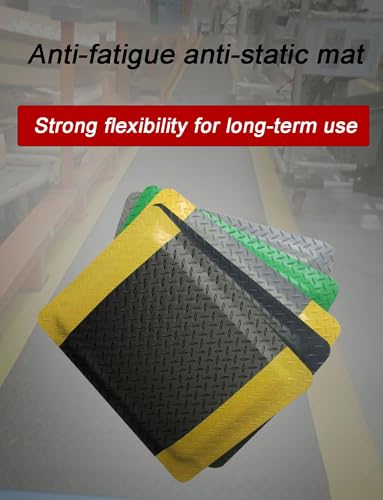 20Mm Anti-Static Conductive Rubber Anti-Fatigue Mat - Thick Standing Pad for Garage Warehouse Workbench-Yellow+green-23.6x47.2in - color: Yellow+green