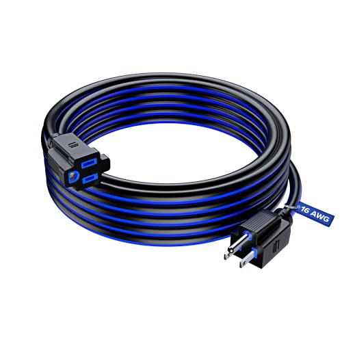 Maximm 25 Ft Black and Blue Extension Cord, Heavy Duty 3-Prong Outdoor Power Cable, ETL Listed for Contractors - color: Black and Blue, size: 25 Feet