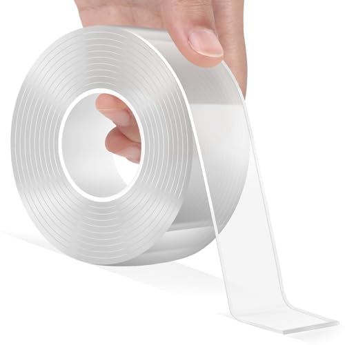 Double Sided Tape Heavy Duty, Transparent Magic Nano Tape, Multipurpose Removable Adhesive Grip Mounting Tape Washable for Carpet, Wall Decor, Hanging Picture, DIY Projects - size: 9.85 FT*1.18 IN