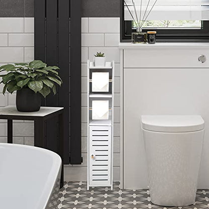 TUOXINEM Small Bathroom Storage with Dual Rods, Over The Toilet, Slim Toilet Paper Storage with 4 Tier Design, Fit Mega Roll (White) - size: 30 inches H (with 2 Rollers)
