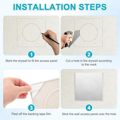 M METERXITY 1-Pack Access Panel for Drywall, 4x4 Inch Plastic Self Adhesive Wall Hole Cover Access Doors for Wiring Cable/Ceiling, Removable Plumbing Wall Panel [Silver Tone, Round] - color: Silver Tone
