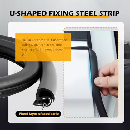 2PCS 2.62FT B Pillar Sealing Strip,Upgraded Rubber Car Door Seal Strip B Pillar with U-Shaped Fixing Steel Strips,Dust-Proof & Noise-Reducing Car Door Weather Stripping