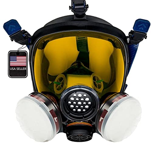 Parcil Distribution Full Face Respirator Mask - Air Purifying, Organic Vapor & Particulate - Industrial Use - CE Tested - color: Pd-100 Light Amber