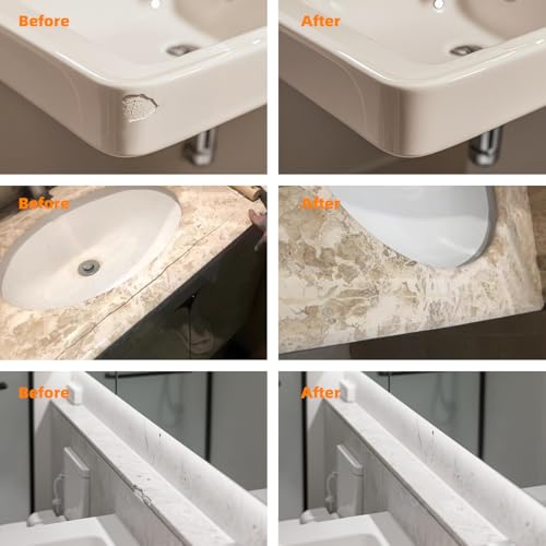 Granite and Quartz Countertop Chip Filler Repair Kit Tile & Fiberglass Porcelain Repair Kit,Marble Tub Repair Kit 3.7 OZ Cracks Ceramic Corian Bathtub Sink Toilet Dents Holes Scratchs
