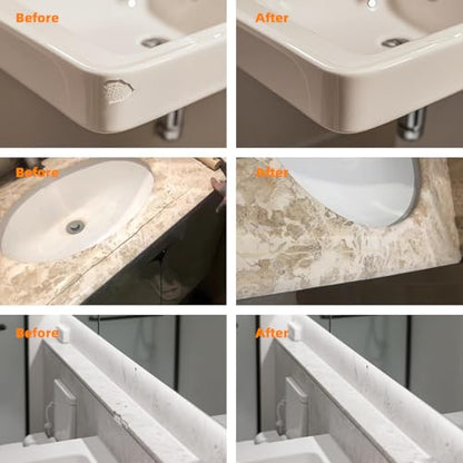 Granite and Quartz Countertop Chip Filler Repair Kit Tile & Fiberglass Porcelain Repair Kit,Marble Tub Repair Kit 3.7 OZ Cracks Ceramic Corian Bathtub Sink Toilet Dents Holes Scratchs