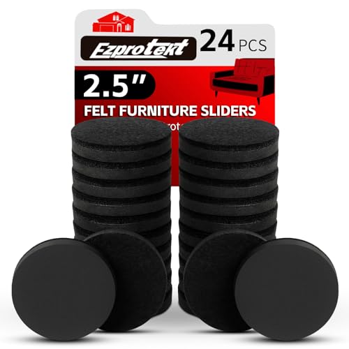 Ezprotekt 2.5" Felt Furniture Movers Sliders for Hardwood Floors, 24 Pcs Reusable Round Felt Furniture Moving Pads for Sofa Desk Couch Cabinet, Furniture Glides Easily and Quickly (Black) - color: Black, size: 2.5" (Round)