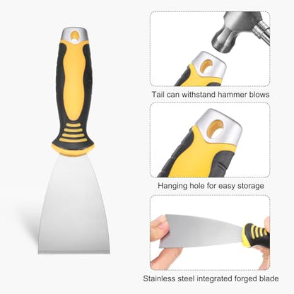 uxcell Putty Knife 2.5" High Carbon Steel Paint Scraper Flexible Drywall Repair Mud Knife for Removing Cement Wallpaper Mud Adhesive Taping with Metal Hammer End - size: 2.5"