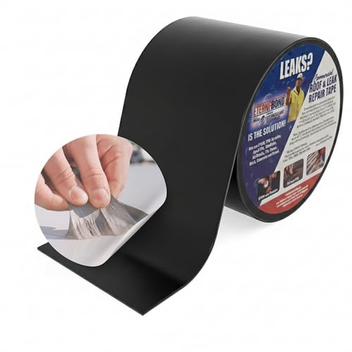EternaBond RoofSeal Black 4" x50' MicroSealant UV Stable RV Roof Seal Repair Tape | 35 mil Total Thickness - EB-RB040-50R - One-Step Durable, Waterproof and Airtight Sealant - color: Black, size: 4" x 50'