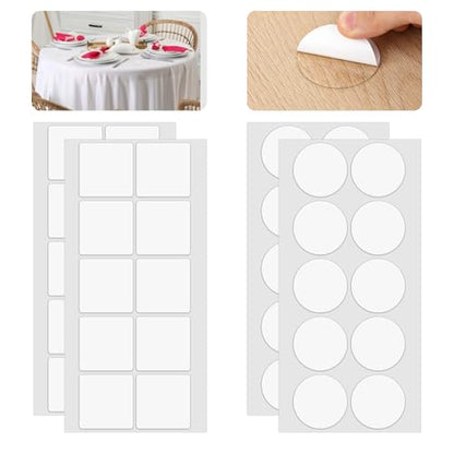 Dimeho Transparent Tablecloth Clips, 40 Pcs Removable Outdoor Table Cloth Holder Double Sided Mounting Tape Adhensive Dots Windproof Table Cover Clips for Picnic Poster Carpet Party Indoor Decor