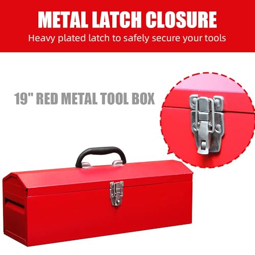 19inch Portable Tool Box, 2pack Metal Tool Box, Ideal for Trailer, Mechanic, DIY-ers, Car Toolbox, Workshops, Garages, Repair Shops,Red - size: 2P-19in-Red