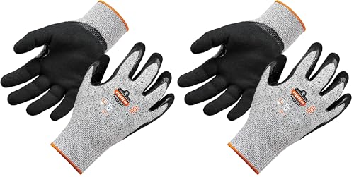 Ergodyne unisex adult Cut Resistant Work Gloves, A3, Surfaces, ANSI A3 Sandy Nitrile Coated Palms for Optimal Grip with Rough Surfaces 13g, Gray, X-Large Pack of 2 US - size: 1 Count (Pack of 2)