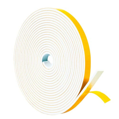 Yotache Weather Stripping Door Seal Strip White 3/8" x1/8", Foam Insulation Tape Gasket for Door Frame and Windows, 26Ft Length - size: 3/8"x1/8"x 26FT