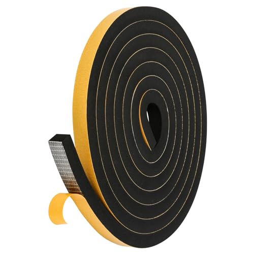 Black Weather Stripping Door Seal Strip (3/5 Inch X 1/2 Inch X 10Feet), Strong Adhesive, Lightproof, Soundproof, Weatherproof Foam Tape Insulation for Sliding Door, Front Door Frame, Windows - size: 3/5 Inch X 1/2 Inch X 10Feet