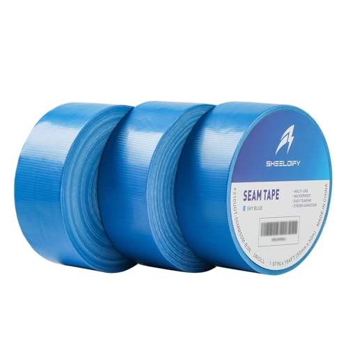 1.97" x 164‘ Seam Tape - Duct Tape Edge Tape Heavy Duty Multi-Purpose, Hand-Tearable, No Residue, Sky Blue, 3 Roll - color: Sky Blue, size: 1.97" x 164' 3Roll
