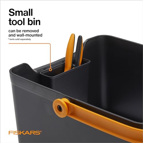 Fiskars Garden Tool Caddy, Portable Storage Organizer with Locking Handle and Removable Bin (Wall-Mountable) for Snips & Pruners, Durable Recycled Resin Carrier for Indoor & Outdoor Gardening - style: Tool Caddy