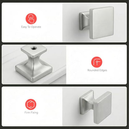 homdiy 10 Pack Cabinet Knobs Brushed Nickel Drawer Knobs - Square Cabinet Knobs for Dresser Drawers Silver MO6785SNB Kitchen Cabinet Knobs - color: Brushed Satin Nickel