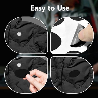 Down Jacket Patches Nylon Repair Tape Self-Adhesive Repair Patch | Pre-Cut, Waterproof Tear-Resistant Rip-Stop Nylon Fabric Patches to Fix Holes in Clothing, Sleeping Bags - color: Black