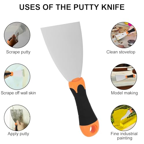 3-Piece Spackle Knife Set: 2", 3"，and 5" Professional Putty Knives - Paint Scraper and Drywall Tools for Wall Repair-WEGAZ
