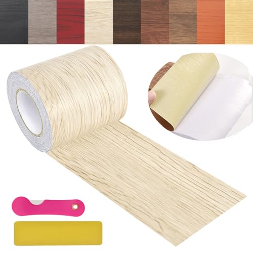 Wood Grain Repair Tape, 2.4 inch X 32ft Self Adhesive Wood Colored Tape for Tables, Chairs, Baseboards, Doors, Windows, Floors, Handicraft DIY. - color: White maple color, size: 2.4in*32ft