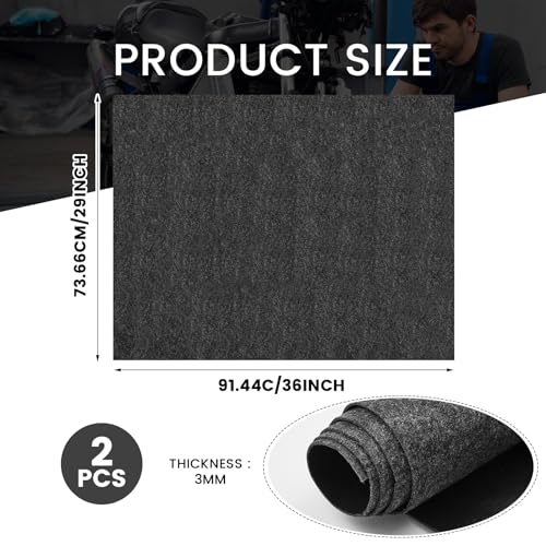 2 Pcs 29 x 36 Inch Garage Floor Mat Oil Spill Mat Oil Absorbent Pads Reusable, Washable, Waterproof Backing Contains Liquids, Protects Garage Floor or Driveway Surface, Black