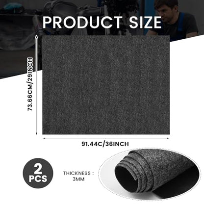 2 Pcs 29 x 36 Inch Garage Floor Mat Oil Spill Mat Oil Absorbent Pads Reusable, Washable, Waterproof Backing Contains Liquids, Protects Garage Floor or Driveway Surface, Black